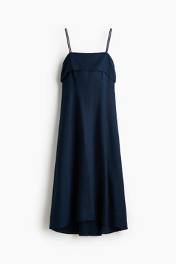 Vestido en mezcla de lino con tirantes espagueti