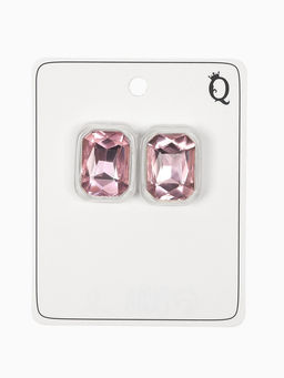 Серьги "Кристалл" прямоугольник грань, цвет прозрачно-розовый