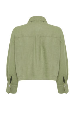 Mint %100 Keten Oversize Gomlek TWOSS24GO00121