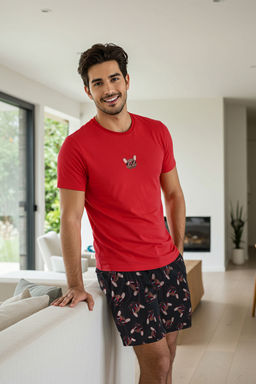 TRENDYOL MAN Cok Renkli Regular Fit Bask?l? Sortlu Orme Pijama Tak?m? TMNSS25PT00020 - Trendyolmilla фото 14