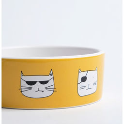 Миска керамическая Опасные коты 230 мл 12,5 x 4,5 cм, бело-оранжевая - Пижон фото 4