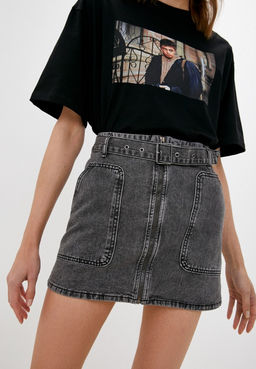 Джинсовая мини-юбка А-силуэта