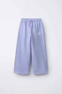 PANTAL?N WIDE LEG TEXTO / Azul