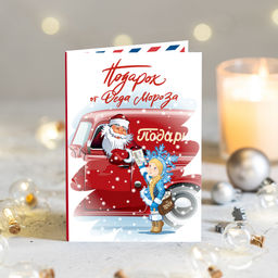 Открытка 4 шоколадки Подарок от Деда Мороза