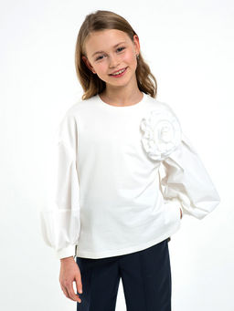 Молочный школьный свитшот Mooriposh, модель 1617  фото 6