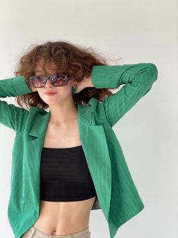 6793 Жакет укороченный двубортный в зелёном цвете - Martichelli фото 12