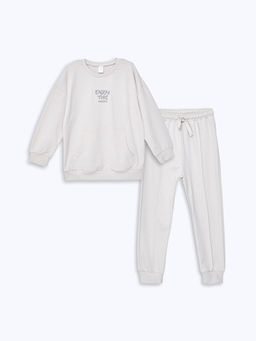 Bisiklet Yaka Uzun Kollu Basic Erkek Bebek Sweatshirt ve E?ofman Alt 2li