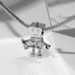 Цена за 10 шт. Талисман «Робот» мальчик, цвет серебро
