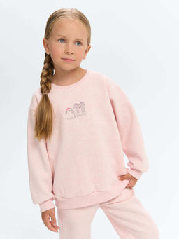 Свитшот Персик с вышивкой утепленный