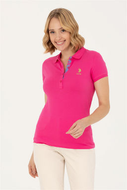 Женская базовая футболка цвета фуксии с воротником-поло Неожиданная скидка в корзине - U.s. polo assn фото 3
