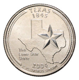Монета 25 центов (1/4 доллара) 2004 года Р США Штаты и территории  Техас