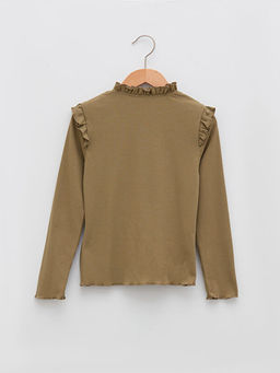 Yar?m Bal?k?? Yaka Basic Uzun Kollu K?z ?ocuk Ti??rt - Waikiki фото 2