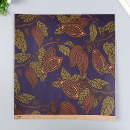 Цена за 5 шт. Бумага для скрапбукинга двусторонняя крафт «Какао и цветы», плотность 180 г, 30.5×32 см