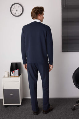 Lacivert Yeni Oversize/Genis Kesim Yakas? Dokuma Polo Yaka Sweatshirt TMNAW26SW00012 - Trendyolmilla фото 8