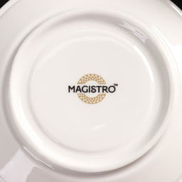 Кофейная пара фарфоровая Magistro La Perle, 2 предмета: чашка 100 мл, блюдце d=11,5 см, цвет белый фото 5