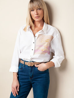 Блузка из 100% хлопкового поплина с принтом - Vilatte фото 2