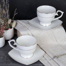 Чайный набор 4 предмета 260 мл на ножке картон / GA2- 4 ПР / костяной фарфор - ГалеонТрейд фото 2