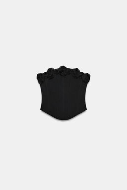 TOP CORSETERO FLORES / Negro