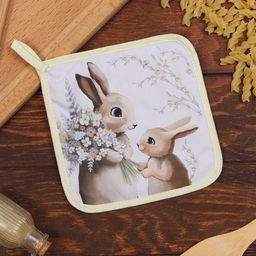 Прихватка Доляна Зайчата 17х17 см, 35% хл, 65% пэ, ватин 250 г/м2