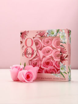 Мыло твёрдое лепестковое 8 марта, 16 шт., розовое, Чистое счастье