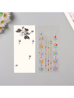 Переводная тату на тело и стразы Цветочная аппликация, набор 2 листа, цветная, 18?8 см