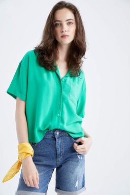 Relax Fit Pijama Yaka K?sa Kollu Gomlek - Defacto фото 2