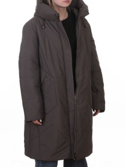 A618 GRAY/BROWN Пальто зимнее женское (верблюжья шерсть, 120 гр. холлофайбер)