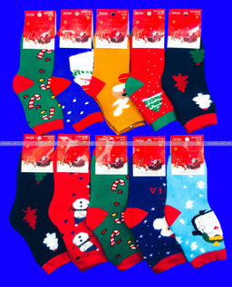 Цена за 10 пар.Лиза термоноски детские внутри махра Новогодние арт. 5330