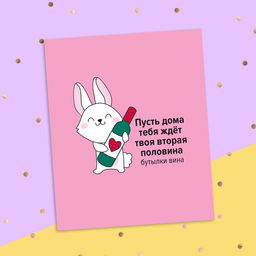 Цена за 20 шт. Открытка‒инстаграм «Вторая половина» зайчик, 8.8 х 10.7 см