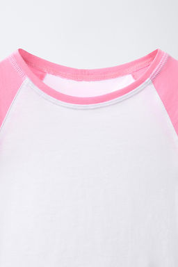 CAMISETA MANGA RANGL?N / Rosa / Blanco - Zara фото 4