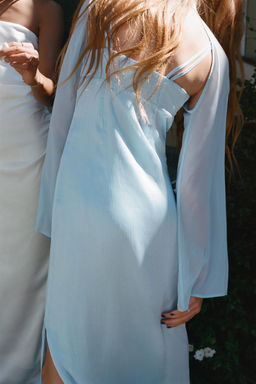 VESTIDO LISO SATINADO / Azul pastel - Zara фото 2