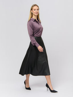 Юбка черного цвета длины миди из искусственной кожи - 1001dress фото 2