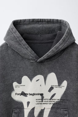 DOUBLE SLEEVE PRINT HOODIE - Zara фото 3