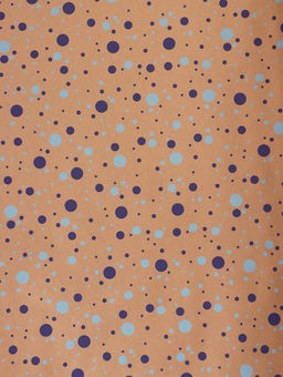 Бумага упаковочная крафт «Конфетти» синий/голубой на коричневом фоне, 0.72×10±5% м, 60 г