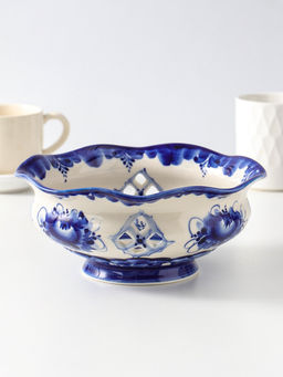 Конфетница фарфоровая «Утро», автор Рогов, 1.1 л, 21×9 см, гжель