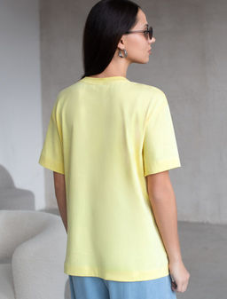 Свободная футболка с принтом из премиального хлопка с эастаном - Vilatte фото 3