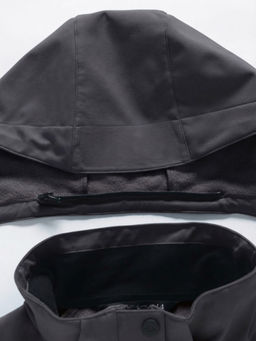 Парка женская софтшелл виндстоппер удлинённая с капюшоном черного цвета 9614_1Ch