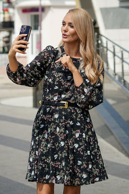 Платье ALANI 2169 черный+цветы