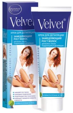 Депилятор "Велвет" замедляющий рост волос с Шелком, экс.Папайи и Ананаса (100мл).16 /7126/