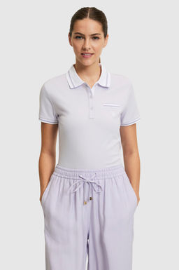 Kad_n Lila Polo Yaka Basic Ti__rt
