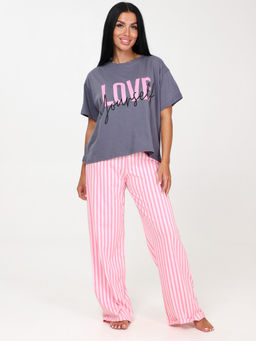 3135 ПИЖАМА ЖЕНСКАЯ (брюки) (Малиновая полоса)