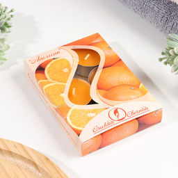 Цена за 2 шт. Набор свечей ароматических чайных «Апельсин», 3.8×1.6 см, 3.5 ч, 12 г, 6 шт.