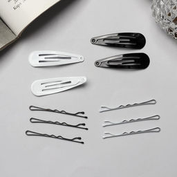 Цена за 12 шт. Невидимки для волос «Бриджит», набор 12 шт., 5 см, чёрно-белые