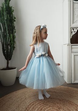 А21-3 платье для девочки Мелани голубой - Etoelf фото 2