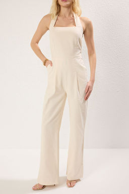 TRENDYOLMILLA Tas Boyundan Baglamal? Genis Paca Formlu Uzun Dokuma Tulum TWOSS25TU00008  фото 3