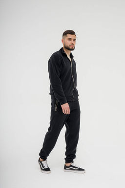 517 Костюм мужской на молнии, флис, черный - Knitka wear фото 2