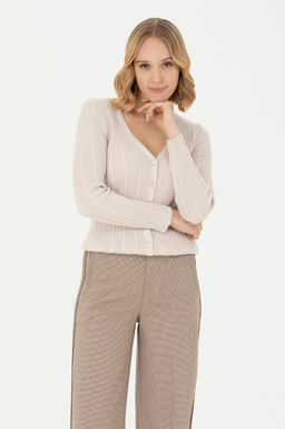 Женский кремовый базовый трикотажный кардиган - U.s. polo assn фото 15