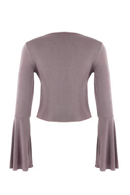 Tas Fitted/Vucuda Oturan V Yaka Uzun Kollu Baglama Detayl? Buzzy Orme Bluz TWOSS26BZ00184