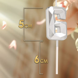 Цена за 3 шт. Свеча в торт на шпажке «Алмаз», цифра 6, серебряная, 5×2.6 см