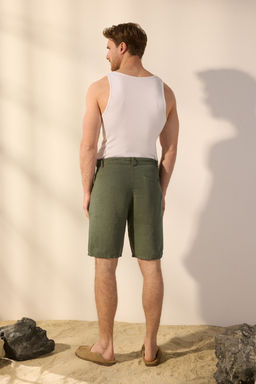 Haki %100 Keten Regular Fit Sort&Bermuda TMNSS25SR00049